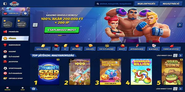 BigClash Casino mobile home screen
