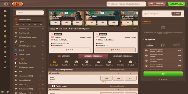 StoneVegas Casino sports betting selection on mobile