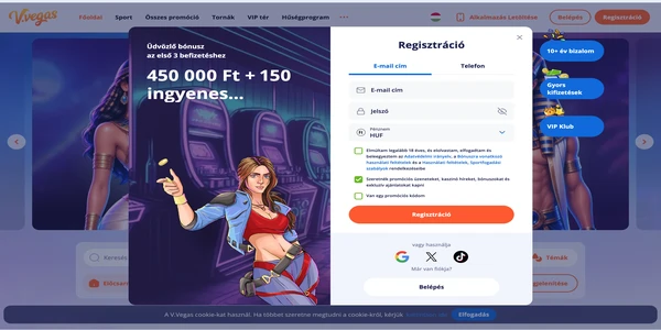 V.Vegas Casino registration flow on mobile